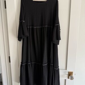 Zedd Plus Easy Black Maxi Ruffled maxi Dress EUC XXL/2X